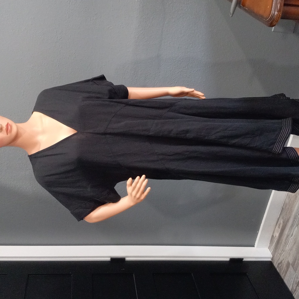 Zara Oversized Tunic V Neck Asymmetrical Hem Short Sleeve Side Women's Sz S